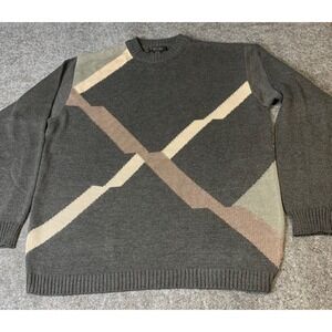 Domani Sweater Crew Neck Long Sleeve Men's XL Colorblock Gray EUC